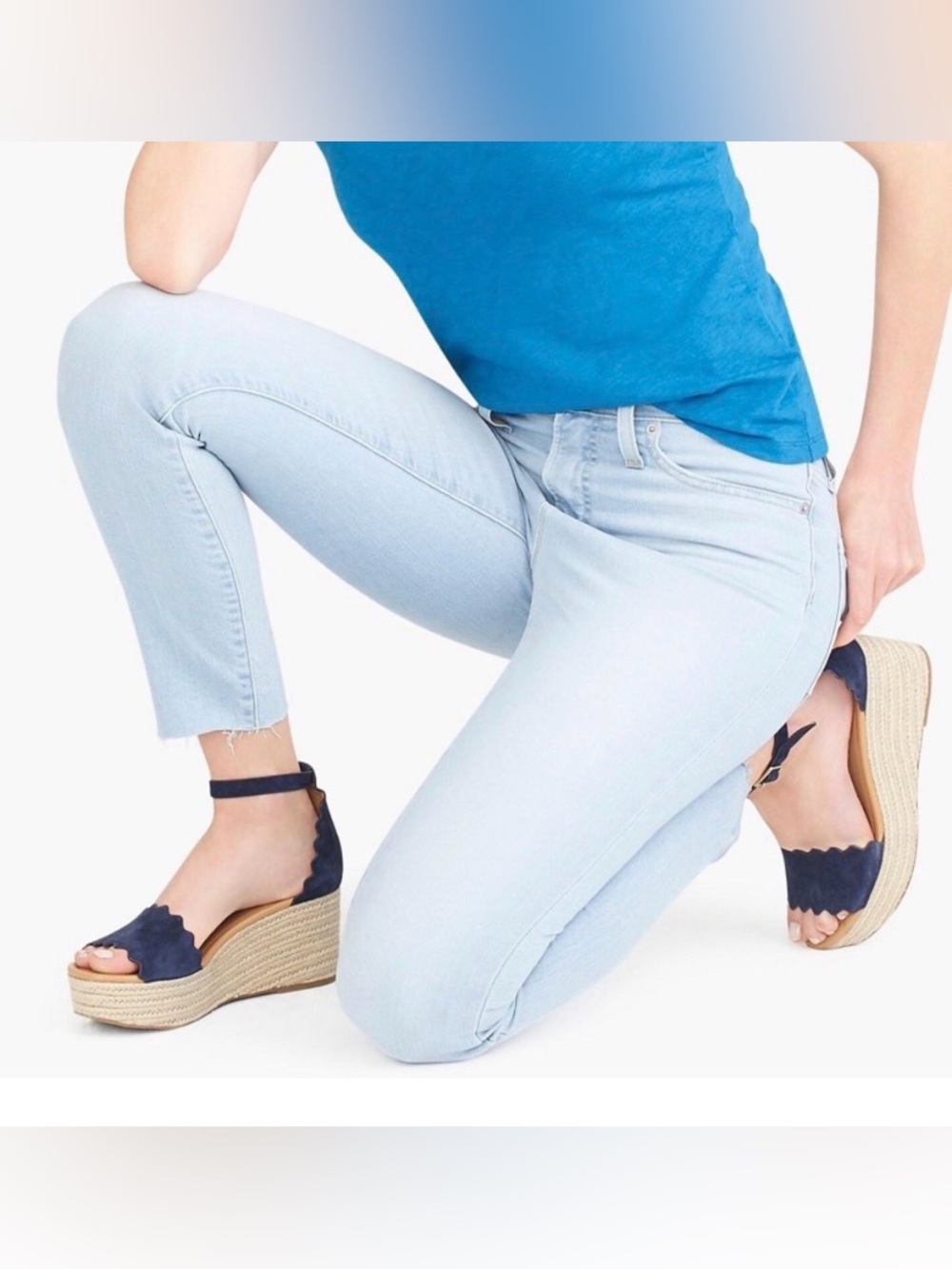 J by J.Crew Navy Suede scalloped flatform espadrilles